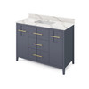 48" Blue Steel Katara Vanity, Calacatta Vienna Quartz Vanity Top, Undermount Rectangle Bowl