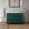 48" Forest Green Katara Vanity, White Carrara Marble Vanity Top, Undermount Rectangle Bowl