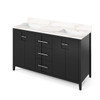 60" Black Katara Vanity, Double Bowl, Calacatta Vienna Quartz Vanity Top, Two Undermount Rectangle Bowls