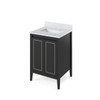 24" Black Percival Vanity, White Carrara Marble Vanity Top, Undermount Rectangle Bowl