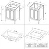 24" Grey Percival Vanity, White Carrara Marble Vanity Top, Undermount Rectangle Bowl