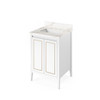 24" White Percival Vanity, Calacatta Vienna Quartz Vanity Top, Undermount Rectangle Bowl