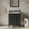 30" Black Percival Vanity, Steel Grey Cultured Marble Vanity Top, Undermount Rectangle Bowl