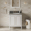 30" White Percival Vanity, Boulder Cultured Marble Vanity Top, Undermount Rectangle Bowl