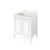 30" White Percival Vanity, Calacatta Vienna Quartz Vanity Top, Undermount Rectangle Bowl