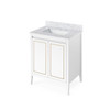 30" White Percival Vanity, White Carrara Marble Vanity Top, Undermount Rectangle Bowl