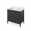 36" Black Percival Vanity, Left Offset, Calacatta Vienna Quartz Vanity Top, Undermount Rectangle Bowl