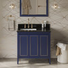 36" Hale Blue Percival Vanity, Left Offset, Black Granite Vanity Top, Undermount Rectangle Bowl