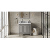 36" Grey Percival Vanity, Left Offset, White Carrara Marble Vanity Top, Undermount Rectangle Bowl