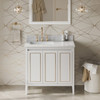36" White Percival Vanity, Left Offset, White Carrara Marble Vanity Top, Undermount Rectangle Bowl