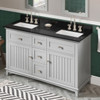 60" Grey Savino Vanity, Double Bowl, Black Granite Vanity Top, Two Undermount Rectangle Bowls