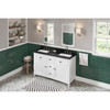 60" White Savino Vanity, Double Bowl, Black Granite Vanity Top, Two Undermount Rectangle Bowls