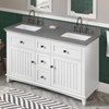 60" White Savino Vanity, Double Bowl, Boulder Cultured Marble Vanity Top, Two Undermount Rectangle Bowls