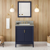 30" Hale Blue Theodora Vanity, Steel Grey Cultured Marble Vanity Top, Undermount Rectangle Bowl
