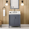 30" Blue Steel Theodora Vanity, Calacatta Vienna Quartz Vanity Top, Undermount Rectangle Bowl