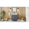 30" Blue Steel Theodora Vanity, White Carrara Marble Vanity Top, Undermount Rectangle Bowl