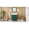 30" Forest Green Theodora Vanity, Calacatta Vienna Quartz Vanity Top, Undermount Rectangle Bowl