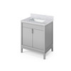 30" Grey Theodora Vanity, White Carrara Marble Vanity Top, Undermount Rectangle Bowl