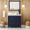 36" Hale Blue Theodora Vanity, Left Offset, Calacatta Vienna Quartz Vanity Top, Undermount Rectangle Bowl