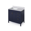 36" Hale Blue Theodora Vanity, Left Offset, White Carrara Marble Vanity Top, Undermount Rectangle Bowl