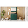 36" Forest Green Theodora Vanity, Left Offset, Boulder Vanity Cultured Marble Vanity Top, Undermount Rectangle Bowl