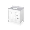 36" White Theodora Vanity, Left Offset, White Carrara Marble Vanity Top, Undermount Rectangle Bowl