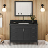 48" Black Theodora Vanity, Black Granite Vanity Top, Undermount Rectangle Bowl