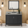 48" Black Theodora Vanity, Steel Grey Cultured Marble Vanity Top, Undermount Rectangle Bowl