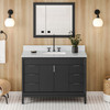 48" Black Theodora Vanity, White Carrara Marble Vanity Top, Undermount Rectangle Bowl