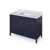 48" Hale Blue Theodora Vanity, White Carrara Marble Vanity Top, Undermount Rectangle Bowl