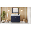 48" Hale Blue Theodora Vanity, White Carrara Marble Vanity Top, Undermount Rectangle Bowl