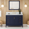 48" Hale Blue Theodora Vanity, White Carrara Marble Vanity Top, Undermount Rectangle Bowl