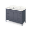 48" Blue Steel Theodora Vanity, Calacatta Vienna Quartz Vanity Top, Undermount Rectangle Bowl