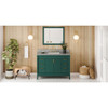 48" Forest Green Theodora Vanity, Steel Grey Cultured Marble Vanity Top, Undermount Rectangle Bowl