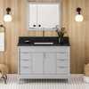 48" Grey Theodora Vanity, Black Granite Vanity Top, Undermount Rectangle Bowl