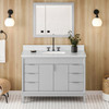 48" Grey Theodora Vanity, White Carrara Marble Vanity Top, Undermount Rectangle Bowl