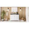 48" White Theodora Vanity, Steel Grey Cultured Marble Vanity Top, Undermount Rectangle Bowl