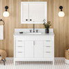 48" White Theodora Vanity, White Carrara Marble Vanity Top, Undermount Rectangle Bowl