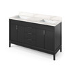 60" Black Theodora Vanity, Double Bowl, Calacatta Vienna Quartz Vanity Top, Two Undermount Rectangle Bowls