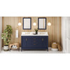 60" Hale Blue Theodora Vanity, Double Bowl, Calacatta Vienna Quartz Vanity Top, Two Undermount Rectangle Bowls