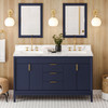 60" Hale Blue Theodora Vanity, Double Bowl, Calacatta Vienna Quartz Vanity Top, Two Undermount Rectangle Bowls