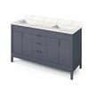 60" Blue Steel Theodora Vanity, Double Bowl, Calacatta Vienna Quartz Vanity Top, Two Undermount Rectangle Bowls