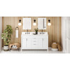 60" White Theodora Vanity, Double Bowl, Calacatta Vienna Quartz Vanity Top, Two Undermount Rectangle Bowls