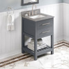 24" Grey Wavecrest Vanity, Steel Grey Cultured Marble Vanity Top, Undermount Rectangle Bowl