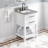 24" White Wavecrest Vanity, Steel Grey Cultured Marble Vanity Top, Undermount Rectangle Bowl