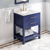30" Hale Blue Wavecrest Vanity, White Carrara Marble Vanity Top, Undermount Rectangle Bowl