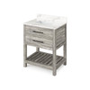 30" Weathered Grey Wavecrest Vanity, Calacatta Vienna Quartz Vanity Top, Undermount Rectangle Bowl