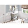 30" Weathered Grey Wavecrest Vanity, White Carrara Marble Vanity Top, Undermount Rectangle Bowl