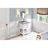 30" White Wavecrest Vanity, Steel Grey Cultured Marble Vanity Top, Undermount Rectangle Bowl