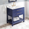 36" Hale Blue Wavecrest Vanity, Calacatta Vienna Quartz Vanity Top, Undermount Rectangle Bowl